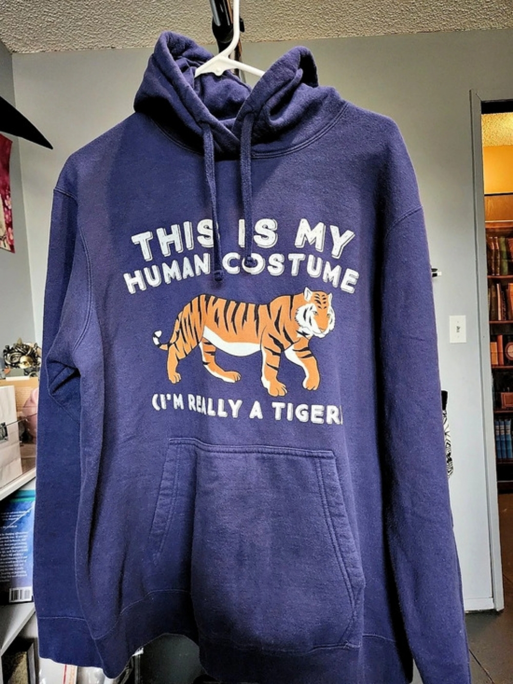Port & Company Fleece Pullover Hooded Sweatshirt Tiger Graphic P2p 23